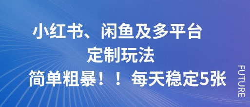 小红书、闲鱼及多平台定制玩法简单粗暴！每天稳定5张-情久项目网