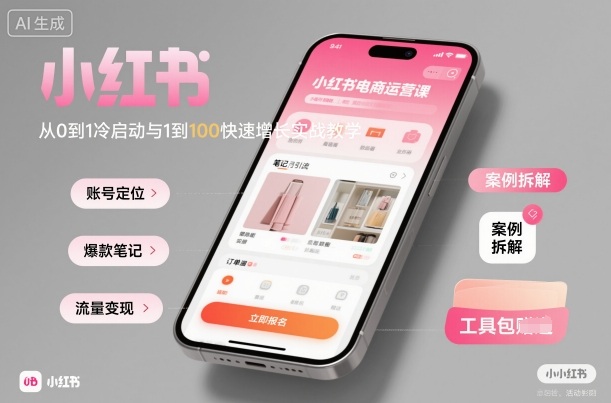 小红书电商运营课：从0到1冷启动与1到100快速增长实战教学-情久项目网