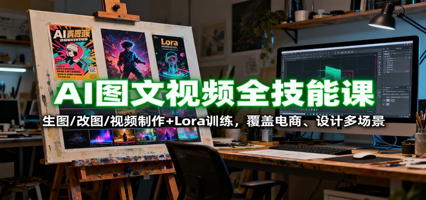 AI图文视频全技能课：生图/改图/视频制作+Lora训练，覆盖电商 、设计多场景-情久项目网