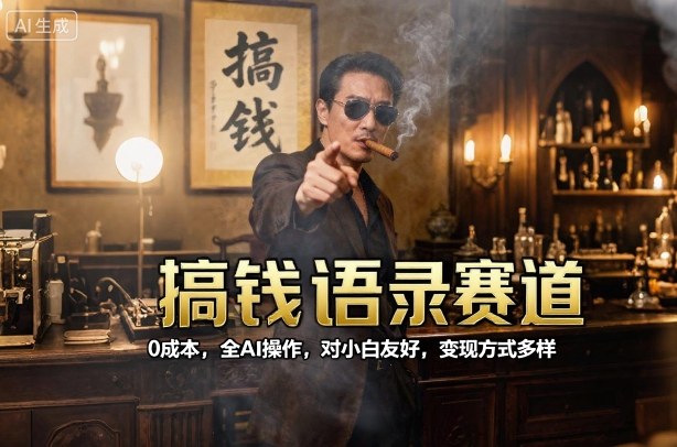 搞钱语录赛道，0成本，全AI操作，对小白友好，变现方式多样-情久项目网
