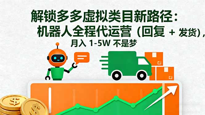 解锁多多虚拟类目新路径：机器人全程代运营(回复 + 发货-情久项目网