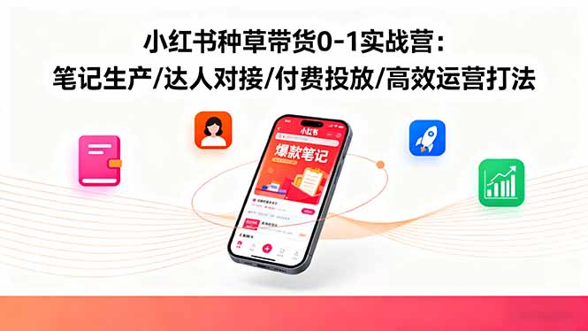 小红书种草带货0-1实战营：笔记生产/达人对接/付费投放/高效运营打法-情久项目网