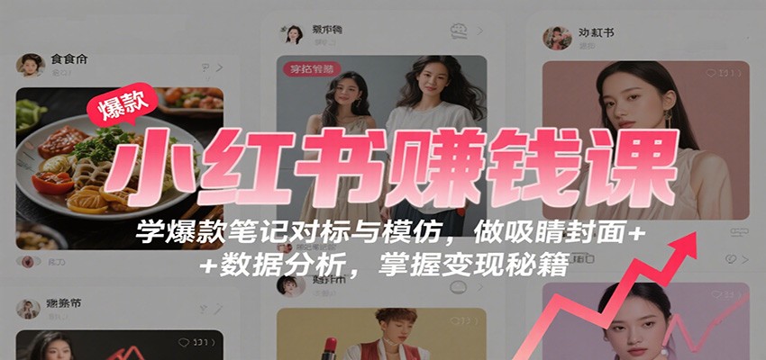 小红书赚钱课：学爆款笔记对标与模仿，做吸睛封面 + 数据分析，掌握变现秘籍-情久项目网