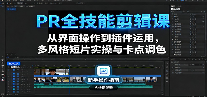PR全技能剪辑课：从界面操作到插件运用，多风格短片实操与卡点调色-情久项目网