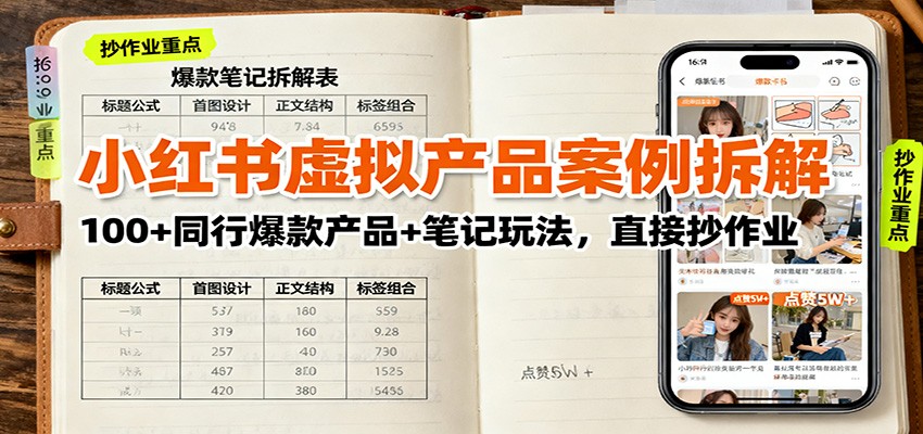 小红书虚拟产品案例拆解：100+同行爆款产品+笔记玩法，直接抄作业-情久项目网
