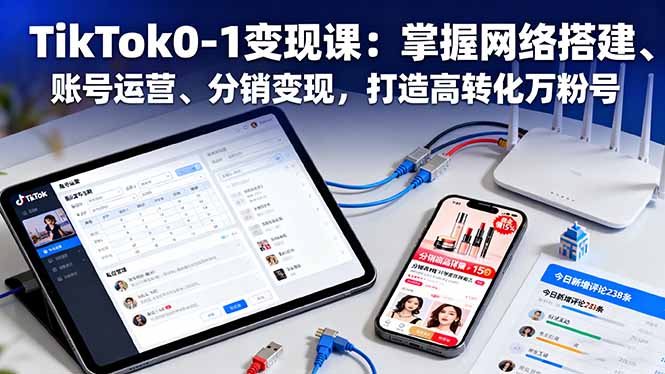 TikTok0-1变现课：掌握网络搭建、账号运营、分销变现，打造高转化万粉号-情久项目网