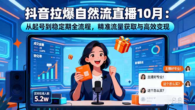 抖音拉爆自然流直播10月：从起号到稳定期全流程，精准流量获取与高效变现-情久项目网