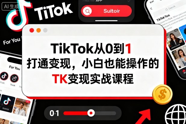 TikTok从0到1打通变现，小白也能操作的TK变现实战课程-情久项目网