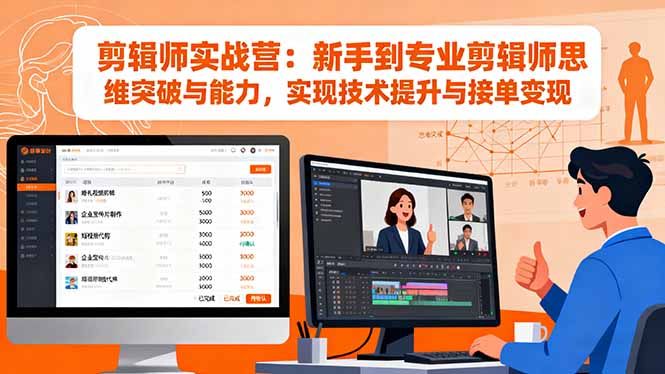 剪辑师实战营：新手到专业剪辑师思维突破与能力，实现技术提升与接单变现-情久项目网