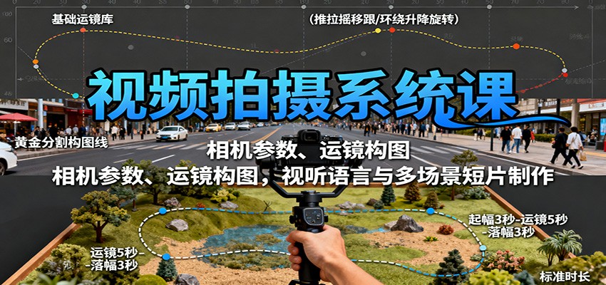 视频拍摄系统课：相机参数、运镜构图，视听语言与多场景短片制作-情久项目网