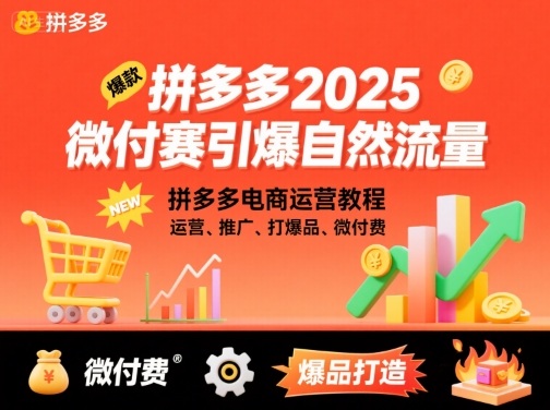 拼多多2025微付费引爆自然流量，拼多多电商运营教程，运营、推广、打爆品、微付费(更新)-情久项目网