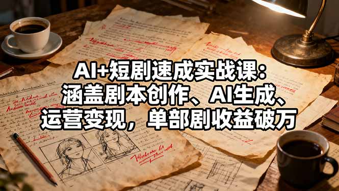 AI+短剧速成实战课：涵盖剧本创作、AI生成、运营变现，单部剧收益破万-情久项目网