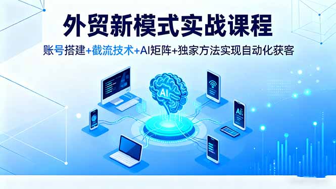 外贸新模式实战课程，账号搭建+截流技术+AI矩阵+独家方法实现自动化获客-情久项目网