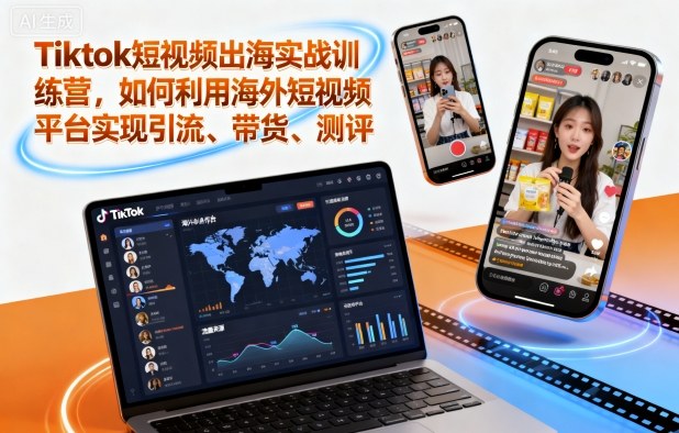 Tiktok短视频出海实战训练营，如何利用海外短视频平台实现引流、带货、测评-情久项目网