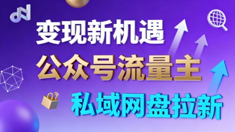 公众号流量主+私域网盘拉新，多方式变现，简单易上手，当天就有收益-情久项目网