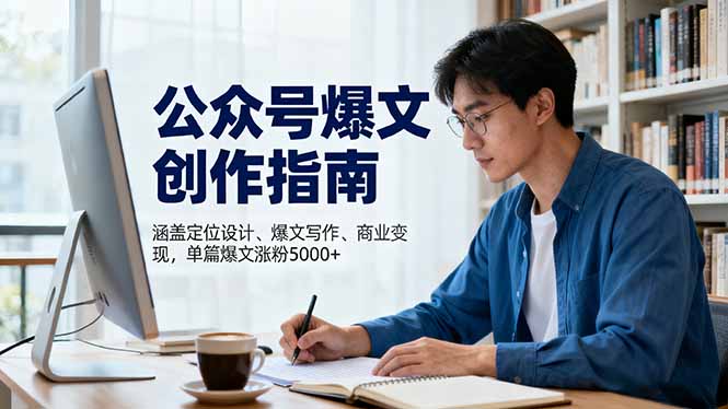 公众号爆文创作指南，涵盖定位设计+爆文写作+商业变现，单篇爆文涨粉5000+-情久项目网