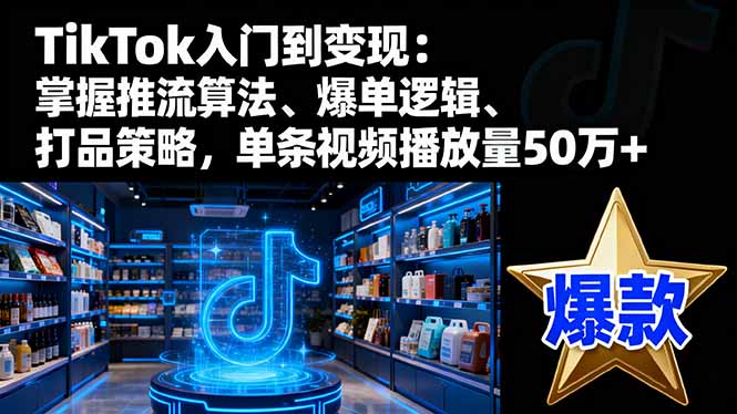 TikTok入门到变现：掌握推流算法、爆单逻辑、打品策略，单条视频播放量50w-情久项目网