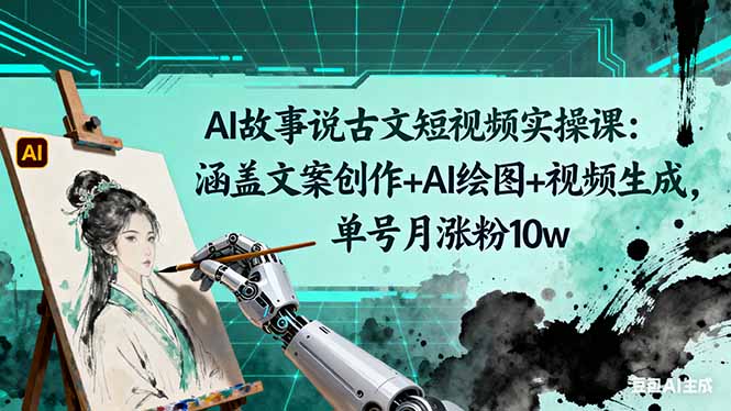 AI故事说古文短视频实操课：涵盖文案创作+AI绘图+视频生成，单号月涨粉10w-情久项目网