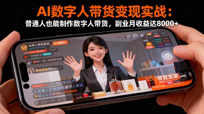 AI数字人带货变现实战：普通人也能制作数字人带货，副业月收益达8000+-情久项目网
