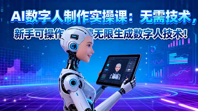 AI数字人制作实操课：无需技术，新手可操作，免费无限生成数字人技术！-情久项目网