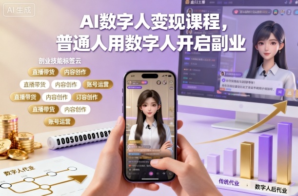 AI数字人变现课程，普通人用数字人开启副业-情久项目网