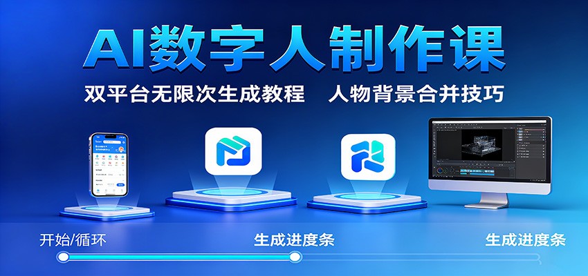 AI数字人制作课：双平台无限次生成教程，人物背景合并技巧-情久项目网