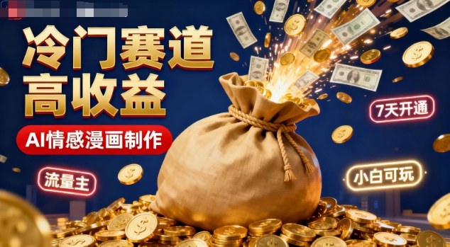 公众号冷门赛道，用AI做情感漫画，7天开通流量主，操作简单，小白可玩-情久项目网