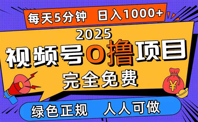 2025视频号0撸项目，5分钟一个号，日入1000+，人人可做-情久项目网