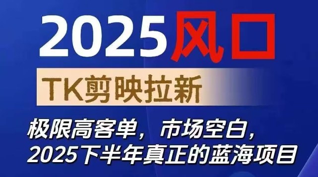 2025风口TK剪映capcut拉新项目，极限高客单，市场空白，2025下半年真正的蓝海项目-情久项目网