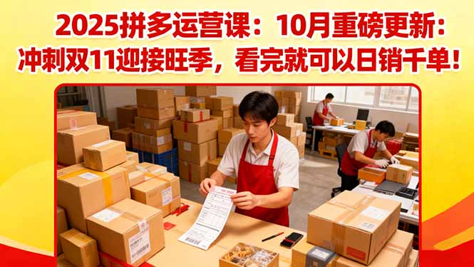 2025拼多多运营课：10月重磅更新：冲刺双11迎接旺季，看完就可以日销千单-情久项目网
