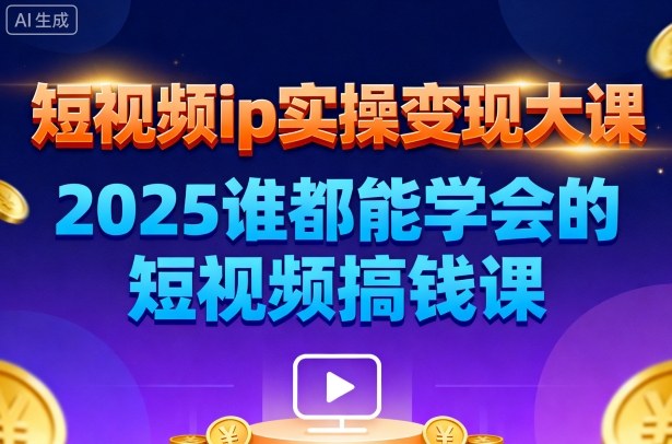 短视频ip实操变现大课，7月26-27日广州站线下课，2025谁都能学会的短视频搞钱课-情久项目网