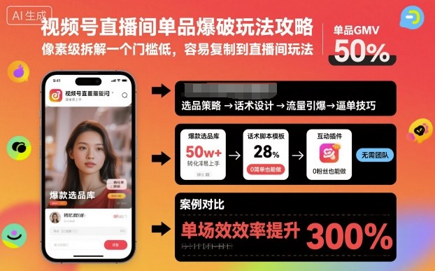 视频号直播间单品爆破玩法攻略，像素级拆解一个门槛低，容易复制到直播间玩法-情久项目网