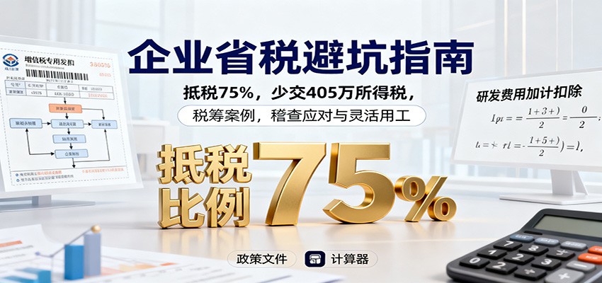 企业省税避坑指南：抵税75%，少交405万所得税，税筹案例，稽查应对与灵活用工-情久项目网