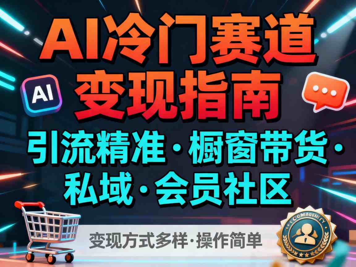 AI冷门赛道，引流精准，橱窗带货+私域+会员社区，变现方式多样，操作简单-情久项目网