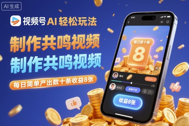 视频号AI轻松玩法，制作共鸣视频，每日简单产出数十条收益8张-情久项目网