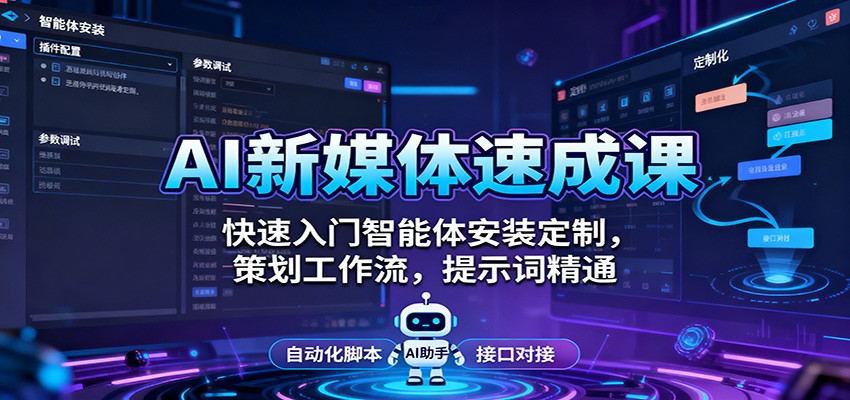 AI新媒体速成课：快速入门智能体安装定制，策划工作流，提示词精通-情久项目网