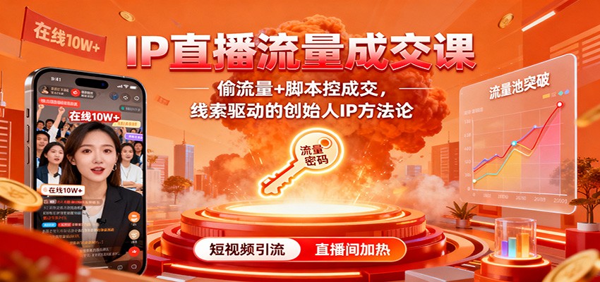 IP直播流量成交课：偷流量+脚本控成交，线索驱动的创始人IP方法论-情久项目网
