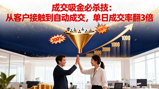吸金成交营销必杀技：从客户接触到自动成交，单日成交率翻3倍-情久项目网