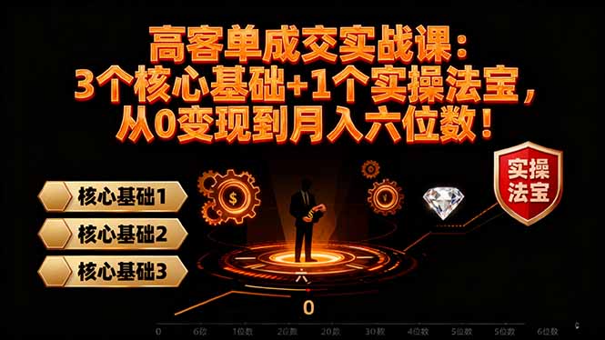 高 客单成交实战课：3个核心基础+1个实操法宝，从0变现到月入六位数！-情久项目网