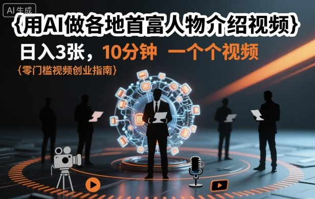 用AI做各地首富人物介绍视频，日入3张，10分钟一个视频-情久项目网