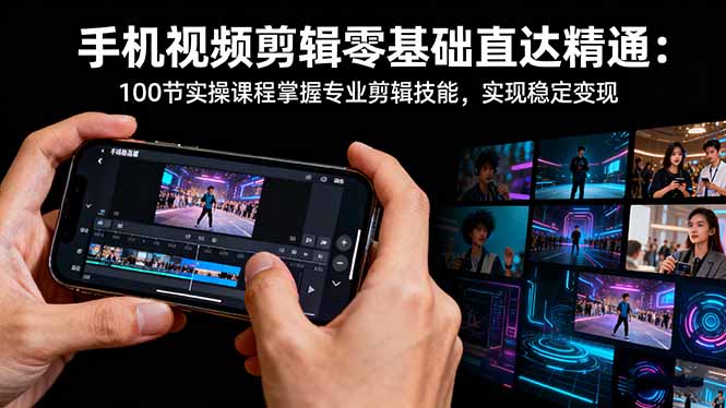 手机视频剪辑零基础直达精通：100节实操课程掌握专业剪辑技能，实现稳…-情久项目网