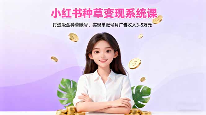 小红书种草变现系统课：打造吸金种草账号，实现单账号月广告收入3-5万元-情久项目网