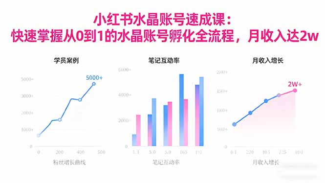 2025小红书水晶账号速成课：快速掌握从0-1水晶账号孵化全流程，月收入达2w-情久项目网