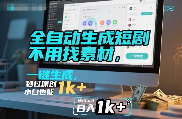 全自动生成短剧，不用找素材，不用剪辑，一键生成，秒过原创，小白也能轻松日入1k+【揭秘】-情久项目网