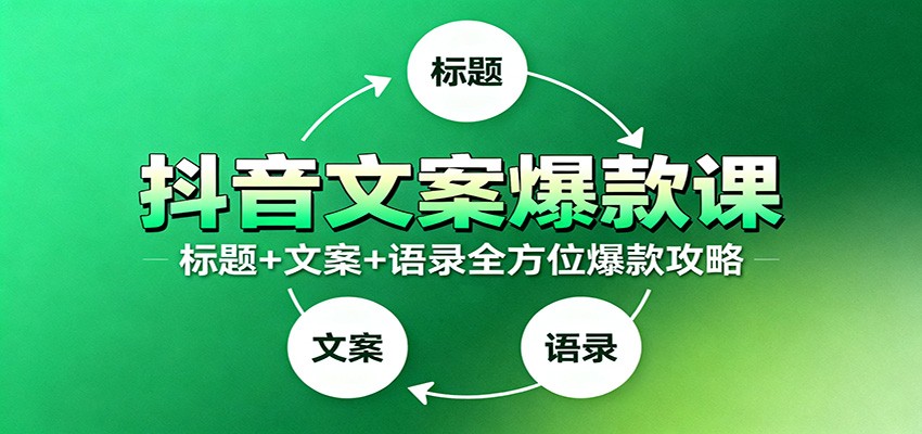抖音文案爆款课：9大标题绝招，各类型必火文案，100条万能文案情感语录-情久项目网