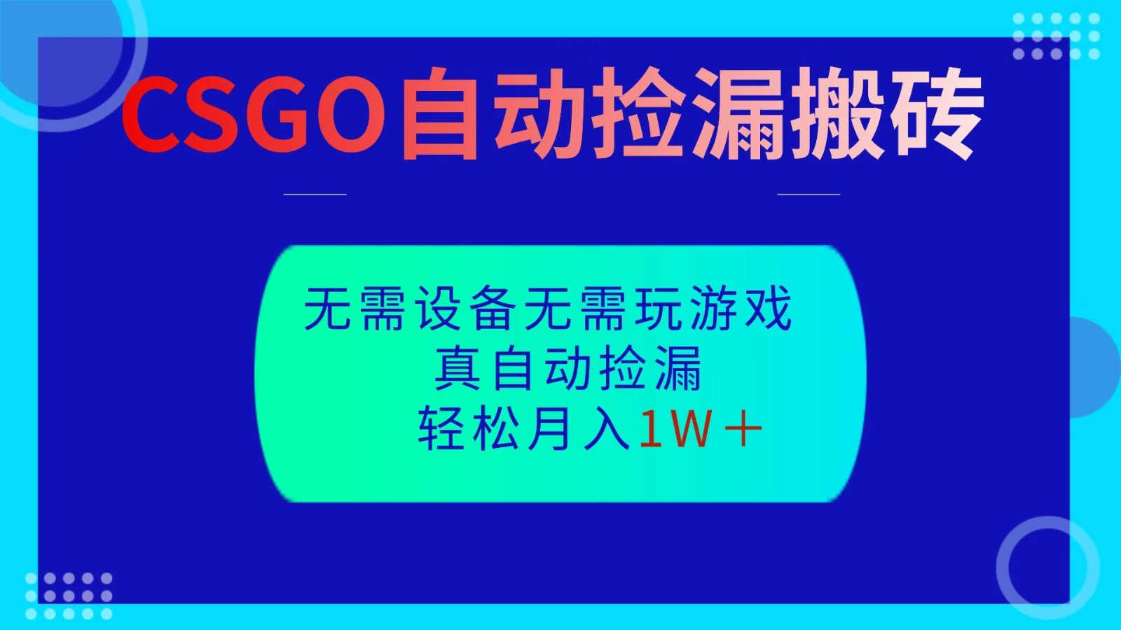 CSGO自动捡漏搬砖，当天操作当天见结果，无需了解游戏，包教包会包落地-情久项目网