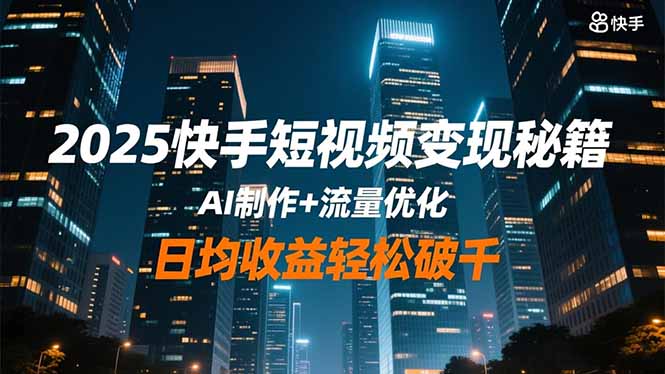 2025快手短视频变现秘籍，AI制作+流量优化，日均收益轻松破千-情久项目网
