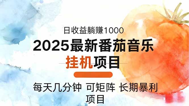 2025年最新番茄音乐人挂机项目，每天几分钟，月入1000＋，可矩阵，一台...-情久项目网