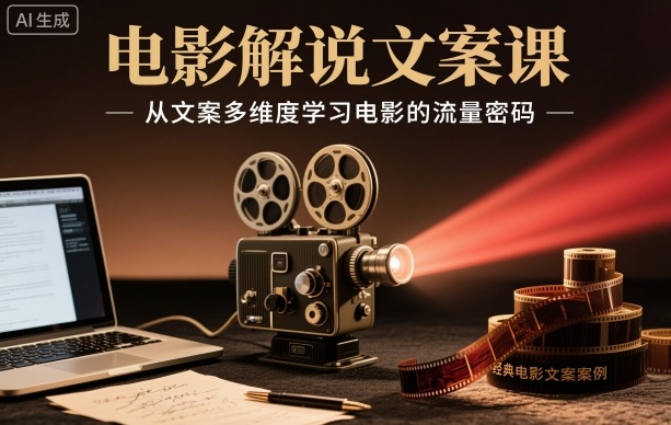 电影解说文案课，从文案多维度学习电影的流量密码-情久项目网