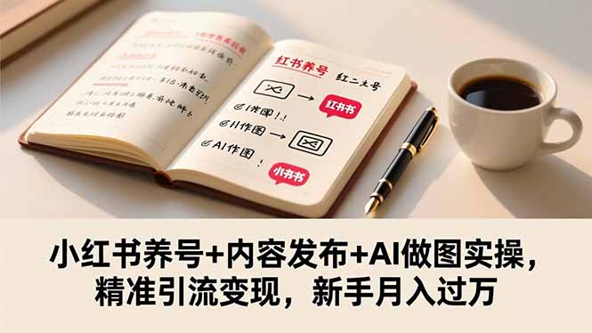 小红书养号+内容发布+AI做图实操，精准引流变现，新手月入过万-情久项目网